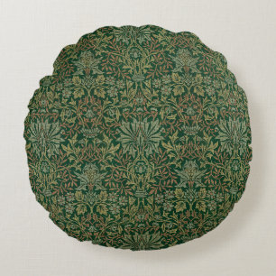 William Morris Flower Garden-Greens Round Cushion