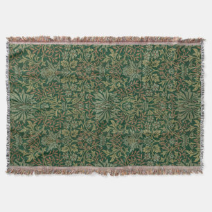 William Morris Flower Garden-Greens Throw Blanket