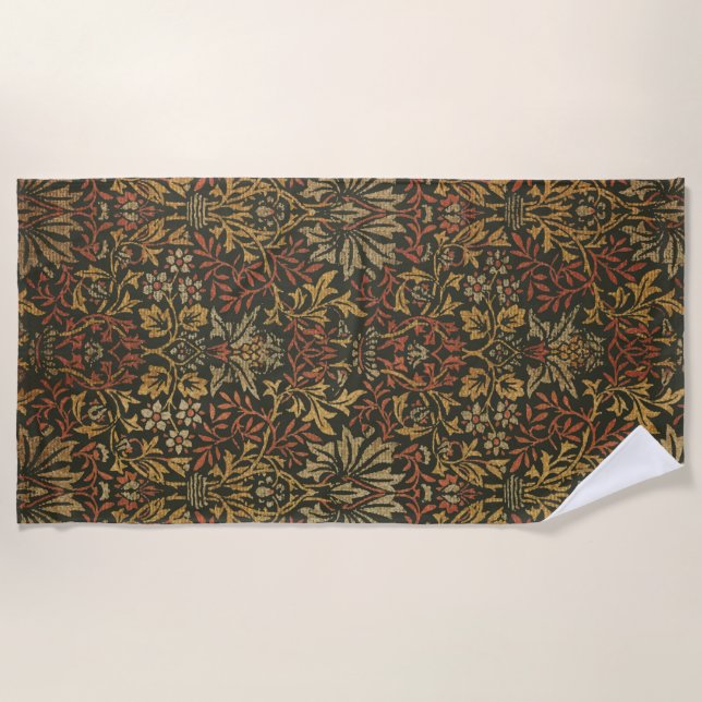 William Morris Flower Garden Tapestry Beach Towel (Front)
