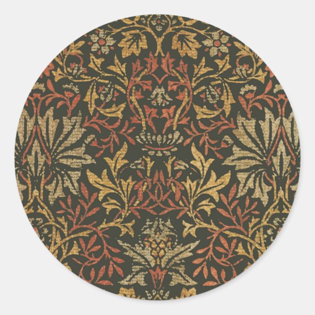 William Morris Flower Garden Tapestry Classic Round Sticker (Front)