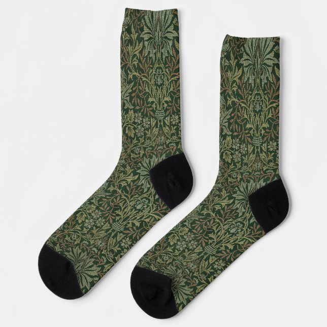 William Morris Flower Garden Tapestry Classic Socks (Left)