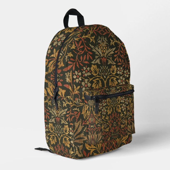 William Morris Flower Garden Tapestry Printed Backpack (Back Corner Left)