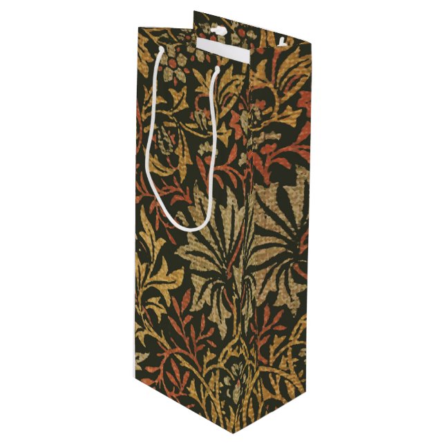 William Morris Flower Garden Tapestry Wine Gift Bag (Front Angled)