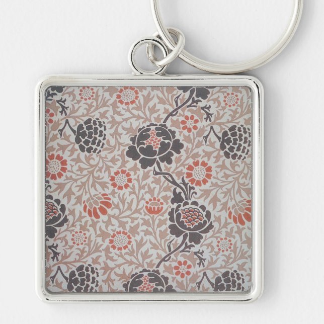 William Morris Flower Grafton Wallpaper  Key Ring (Front)