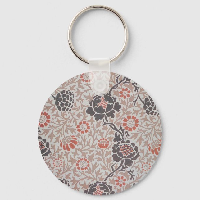 William Morris Flower Grafton Wallpaper  Key Ring (Front)