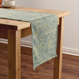 William Morris Flowers Blossoms Green Long Table Runner