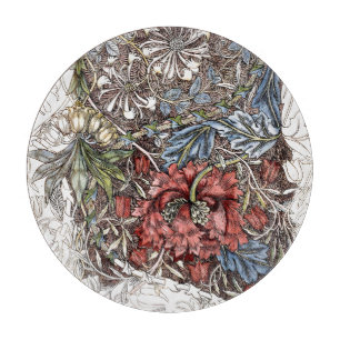 William morris flowers elegant floral illustration cutting board