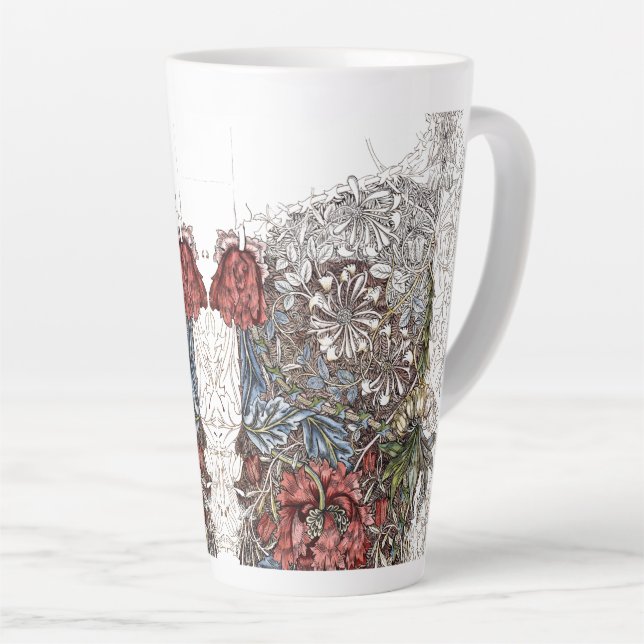 William morris flowers elegant floral illustration latte mug (Right Angle)