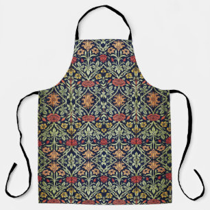 William Morris Flowers Foliage Green Yellow Red Apron