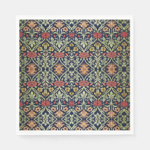 William Morris Flowers Foliage Green Yellow Red  Napkin