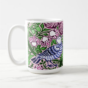 William Morris Folk Art Birds Flowers Acorns Coffee Mug