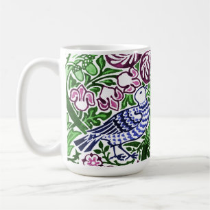 William Morris Folk Art Birds Flowers Acorns Coffee Mug