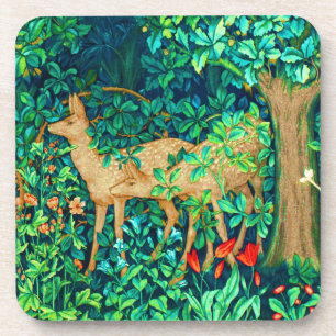 William Morris Forest Deer Tapestry Print Coaster