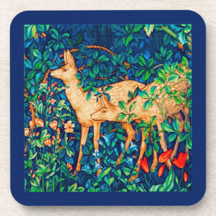William Morris Forest Deer Tapestry Print Coaster