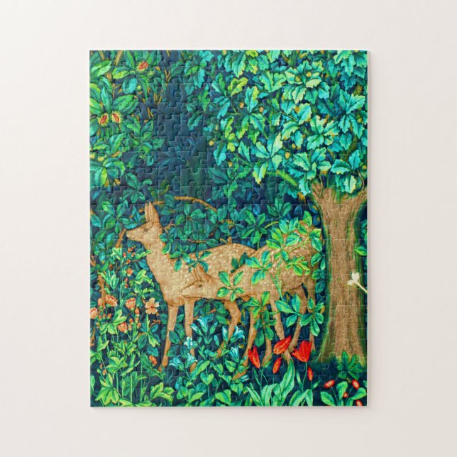 William Morris Forest Deer Tapestry Print Jigsaw Puzzle (Vertical)