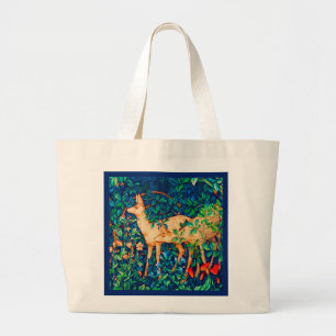 William Morris Forest Deer Tapestry Print Large Tote Bag