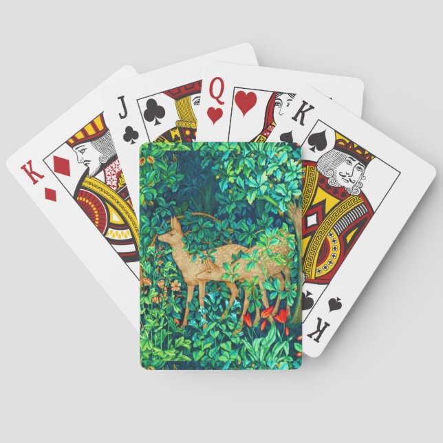 William Morris Forest Deer Tapestry Print  Playing Cards (Back)