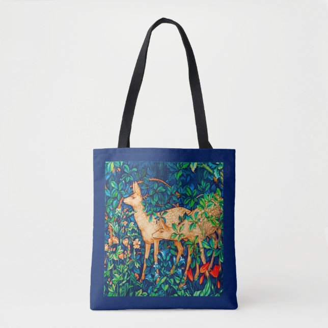William Morris Forest Deer Tapestry Print Tote Bag (Front)
