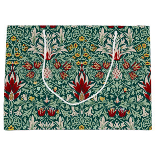 William Morris Forest Green Floral Wallpaper Large Gift Bag