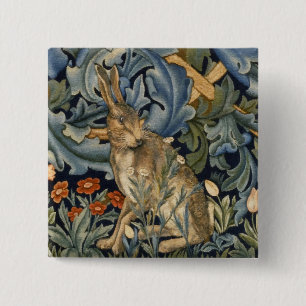 William Morris Forest Rabbit Floral Art Nouveau 15 Cm Square Badge