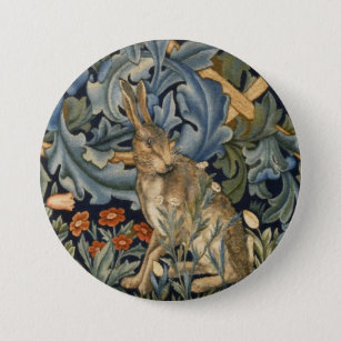 William Morris Forest Rabbit Floral Art Nouveau 7.5 Cm Round Badge