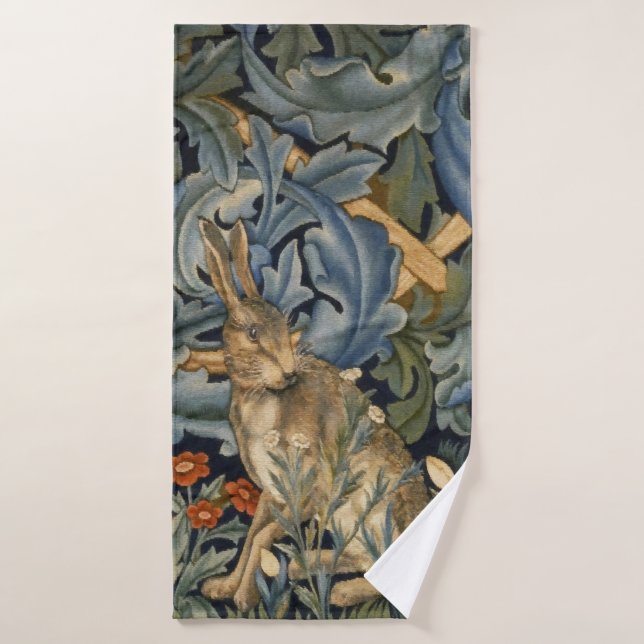 William Morris Forest Rabbit Floral Art Nouveau Bath Towel (Bath Towel)