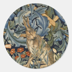 William Morris Forest Rabbit Floral Art Nouveau Classic Round Sticker