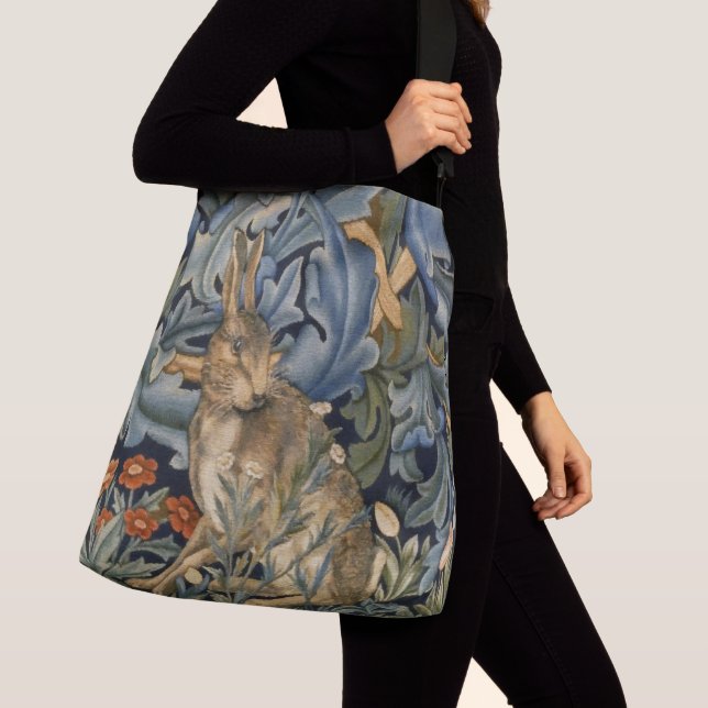 William Morris Forest Rabbit Floral Art Nouveau Crossbody Bag (Close Up)