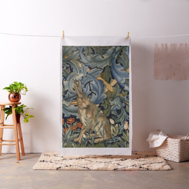 William Morris Forest Rabbit Floral Art Nouveau Fabric (In Situ)