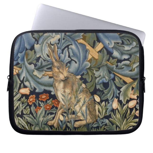 William Morris Forest Rabbit Floral Art Nouveau Laptop Sleeve (Front)