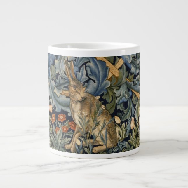 William Morris Forest Rabbit Floral Art Nouveau Large Coffee Mug (Front)