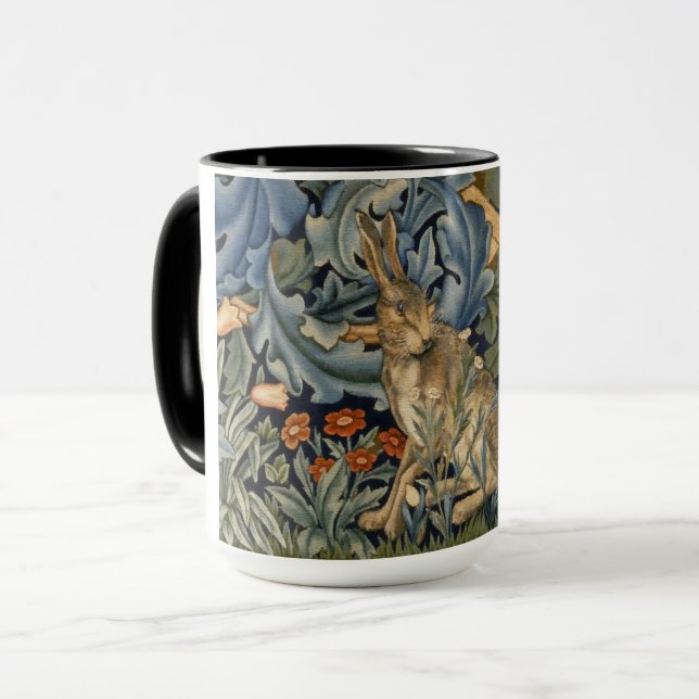 William Morris Forest Rabbit Floral Art Nouveau Mug (Front Left)