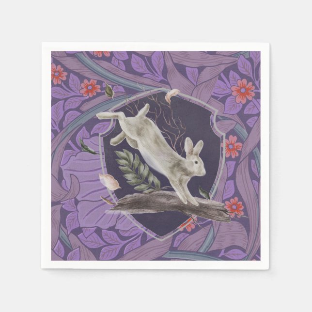 William Morris Forest Rabbit Floral Art Nouveau Napkin (Front)