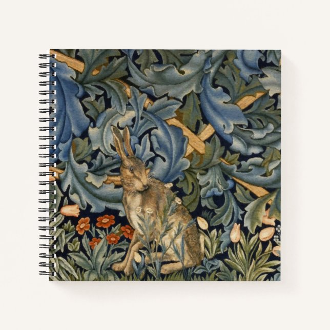 William Morris Forest Rabbit Floral Art Nouveau Notebook (Front)