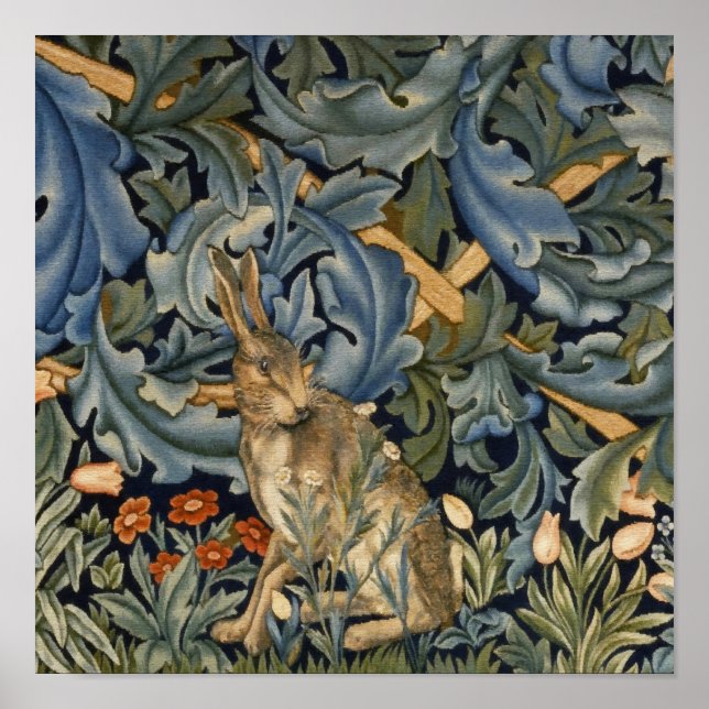 William Morris Forest Rabbit Floral Art Nouveau Poster (Front)