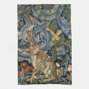 William Morris Forest Rabbit Floral Art Nouveau Tea Towel