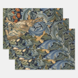 William Morris Forest Rabbit Floral Art Nouveau Wrapping Paper Sheet