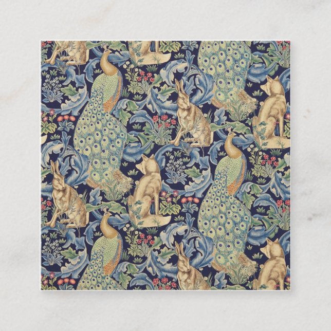 William Morris Forest Rabbit Square Business Card (Front)