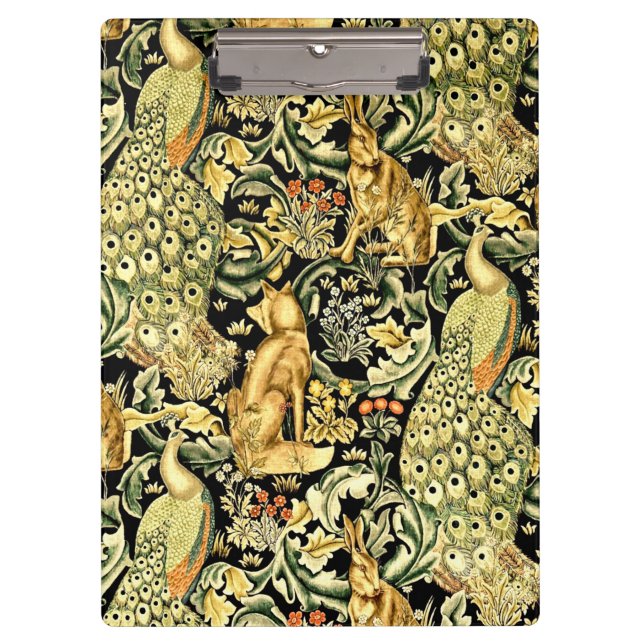 William Morris Forest Tapestry Fox Hare Peacock Clipboard (Front)