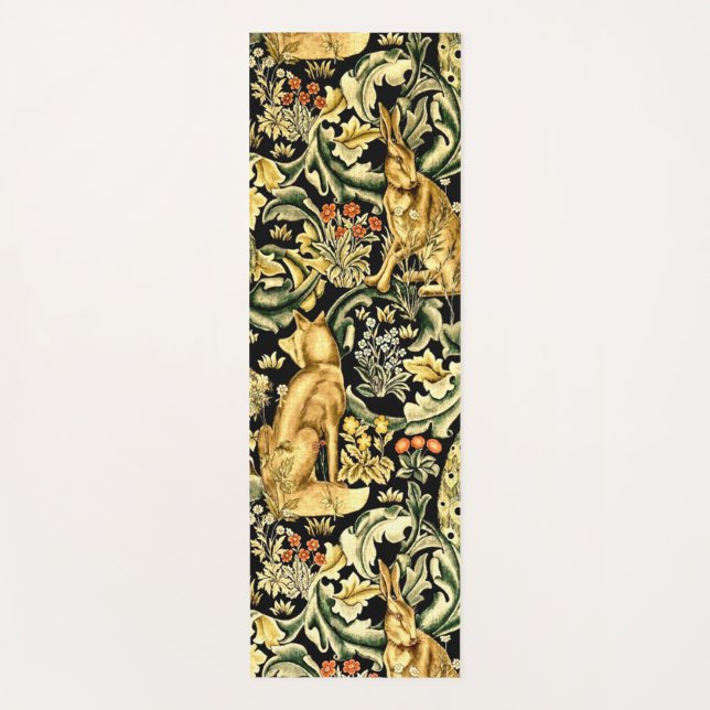 William Morris Forest Tapestry Fox Hare Peacock Yoga Mat (Front)