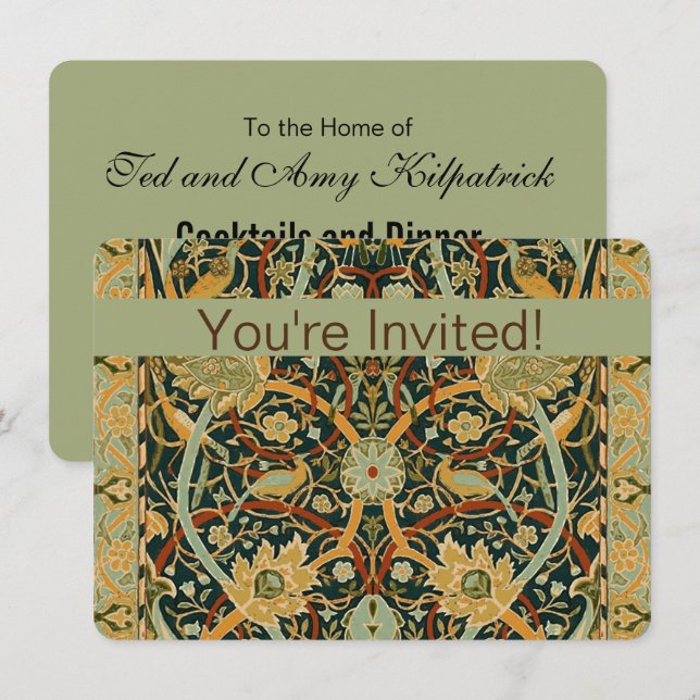 William Morris Forest Tapestry Pattern: Vintage Invitation (Front/Back)