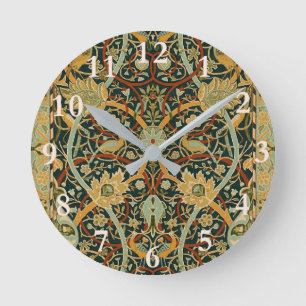 William Morris Forest Tapestry Pattern: Vintage Round Clock