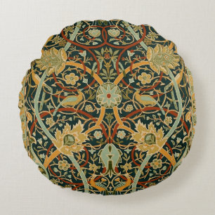 William Morris Forest Tapestry Pattern: Vintage Round Cushion