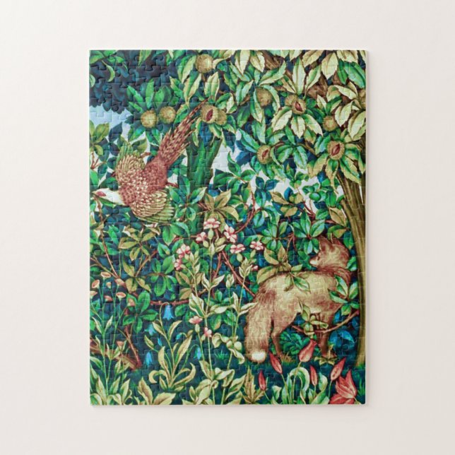 William Morris Fox and Pheasant Tapestry Print Jigsaw Puzzle (Vertical)
