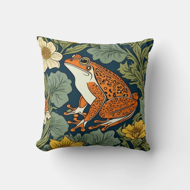 William Morris frog inspiration Cushion (Front)
