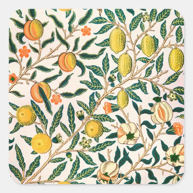 William Morris Fruit And Pomegranate Square Sticker (Front)