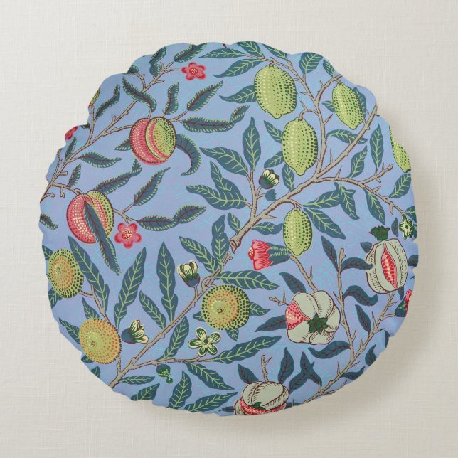 William Morris fruit or Pomegranate botanical Round Cushion (Front)