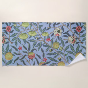 William Morris Fruit Pomegranate Blue Ornament Beach Towel