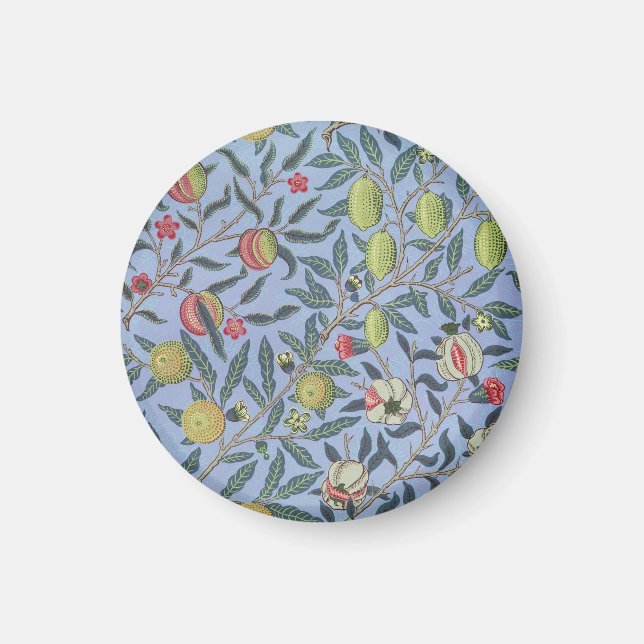 William Morris Fruit Pomegranate Blue Ornament Magnet (Front)
