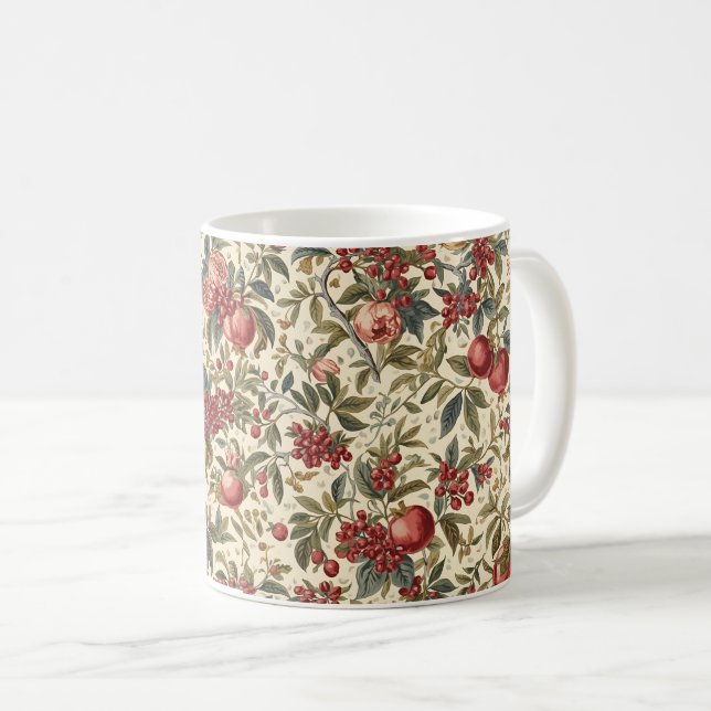William Morris Fruit Pomegranate floral pattern Coffee Mug (Front Right)